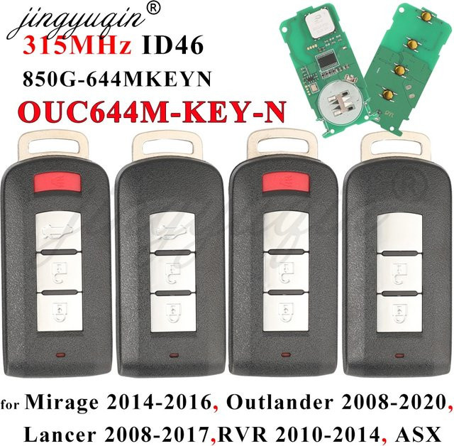 Jingyuqin OUC644M-KEY-N Autoschlüssel für Mitsubishi Lancer Outlander Mirage RVR ASX in Schwarz, 315 MHz ID46 PCF7952 Keyless Remote Proximity Card - Bild 1
