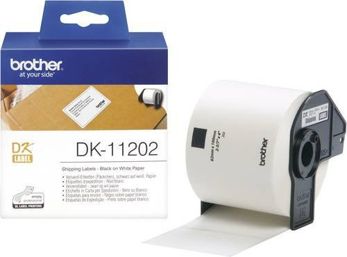 Brother DK-11202 Versand-Etiketten aus Papier, Weiß, Breite: 6,2 cm, Höhe: 10 cm - Bild 1