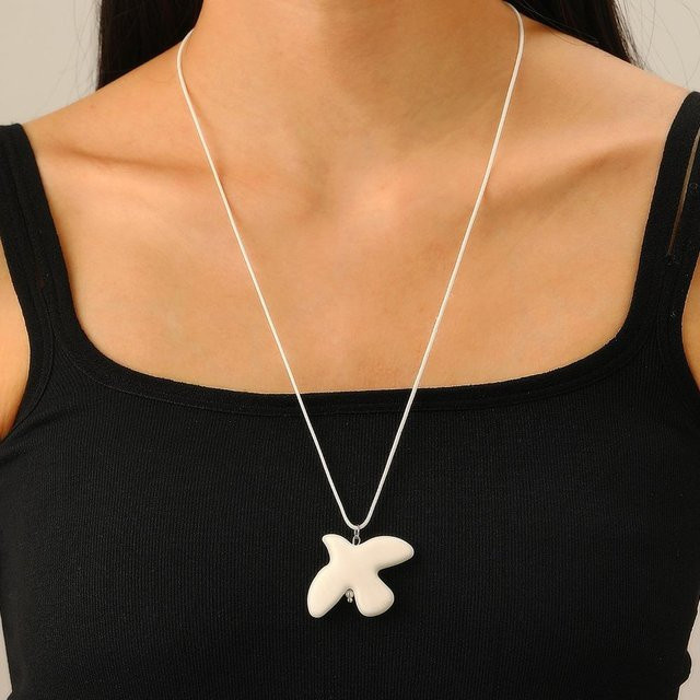 Lucky Star Jewelry Anhänger Halskette, Friedenstaube, Edelstahl, Weiß, Zirkonia, Damen - Bild 1