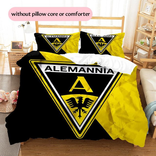 Alemannia Aachen Bettwäsche Set mit 1 Bettbezug und 2 Kissenbezügen, Farbe: Schwarz, B/H: 200 x 220 cm - Bild 1