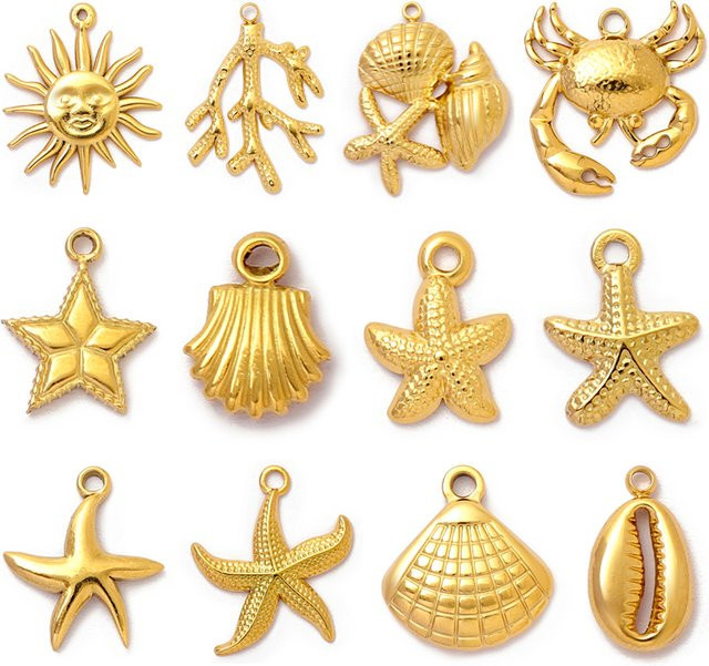 LAVIXMIA Halskette Anhänger Charms, Edelstahl, Gold, Damen, Vintage - Bild 1