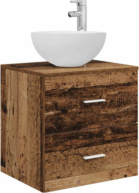 vidaXL Wandmontierter Waschtisch aus Altholz in Braun mit Schubladen für dein Badezimmer B/T/H: 49,5 x 41 x 64,5 cm - Bild 1