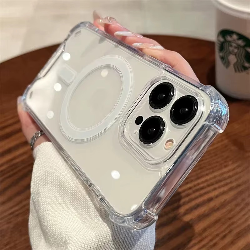 CYYWN MagSafe Magnetische Transparente Schutzhülle für iPhone 17 16 15 14 13 Pro Max Plus Stoßfestes PC Case in Transparent - Bild 2