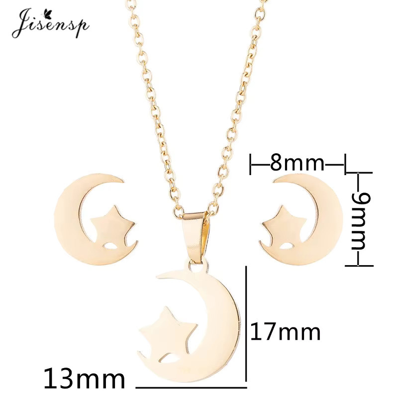 Halskette und Ohrringe Set, Edelstahl, Gold, Damen - Bild 2