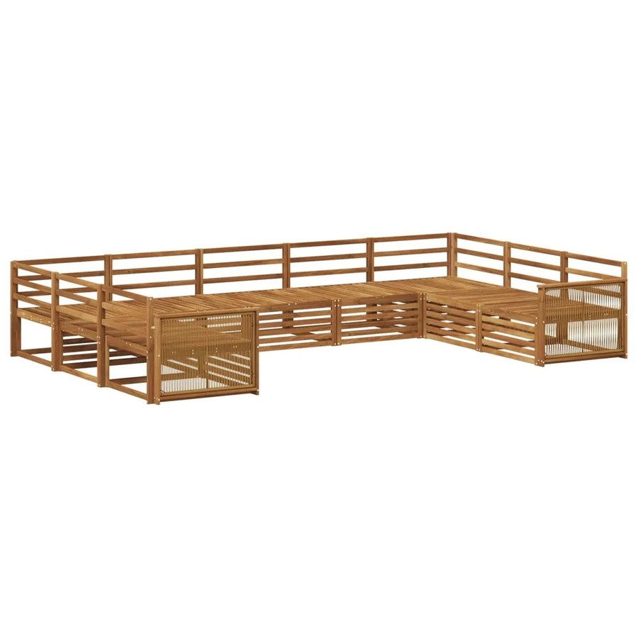 vidaXL Outdoor-Sofagarnitur aus Akazie Massivholz in Natur Braun, 9-teiliges U-Shape Set mit modernem Latten-Design - Bild 2
