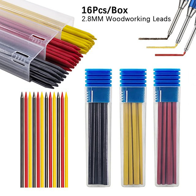 MROOFUL Zimmermann Bleistift Minen 2B, 16 Stück, 2,8 mm Durchmesser für Holzbearbeitung und Architektur - Bild 1