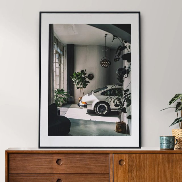 JKPICTURE Wandkunst Nordic Vintage Supercar Street Öl auf Leinwand Plakat in Schwarz-Weiß - Bild 1