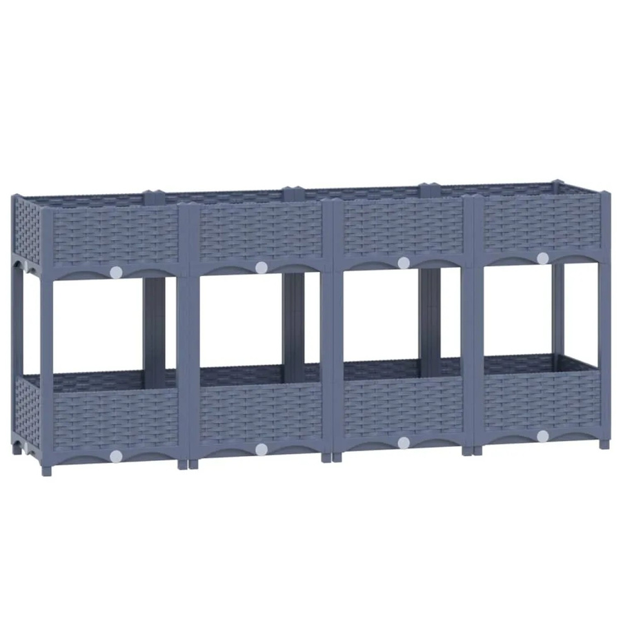 vidaXL Hochbeet aus Polypropylen in Grau, B/T/H: 160 x 40 x 71 cm - Bild 2