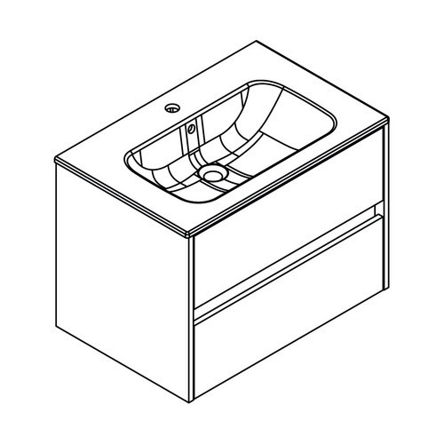 Fackelmann Waschplatz-Set Compact Line in Lindberg-Eiche, Braun/Weiß, B/H/T: 71,0 x 51,5 x 46,5 cm - Bild 2