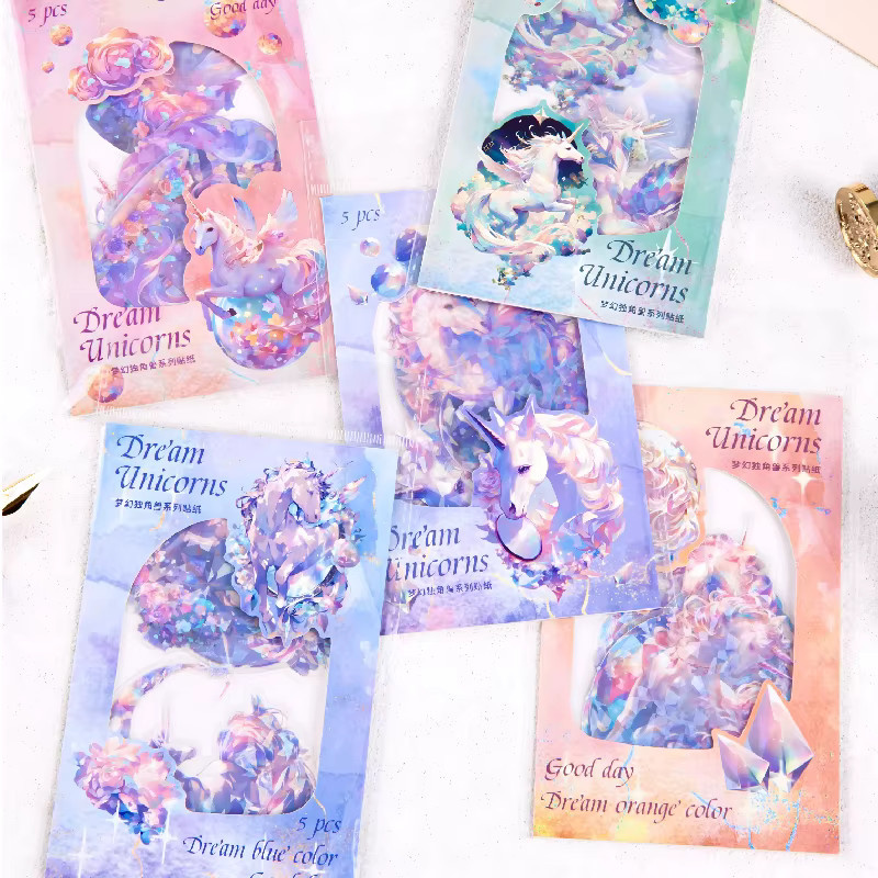100 Stück Einhorn Serie DIY Aufkleber für Scrapbooking und Junk Journal in Multicolour - Bild 1