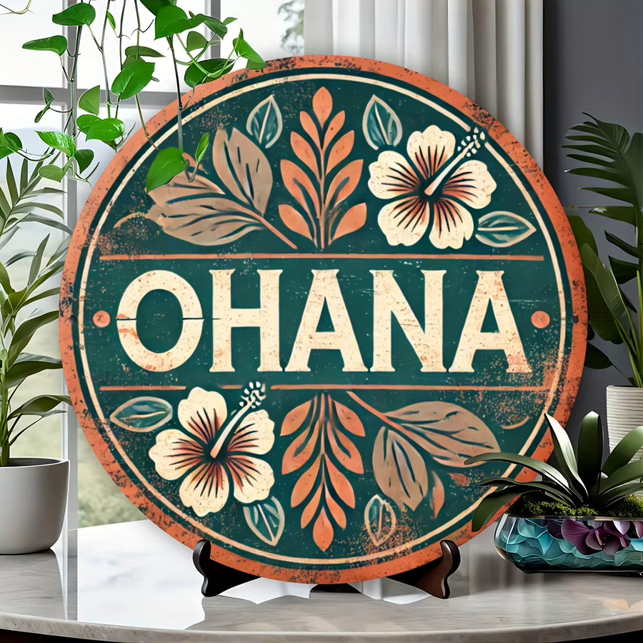 Potdemiel Vintage-Wandschild Ohana aus Metall mit Blumenmuster, B/H: 20,32 x 20,32 cm, Mehrfarbig - Bild 4