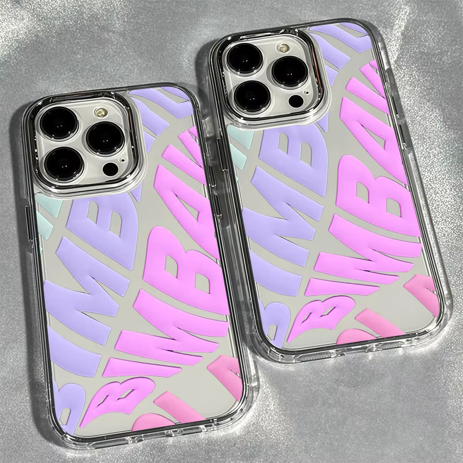 Aurbe Handyhülle mit silbernem Linsenrahmen und Spanien INS Buchstaben Design in Transparent für iPhone 17 16 15 14 13 12 11 Pro Max und 16E - Bild 2