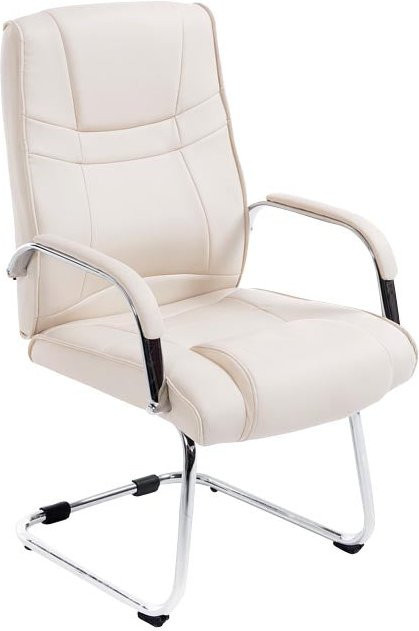 TPFLiving Besucherstuhl Athena in Beige mit Kunstleder und Metallgestell in Chromoptik, B/T/H: 46 x 67 x 104 cm - Bild 1