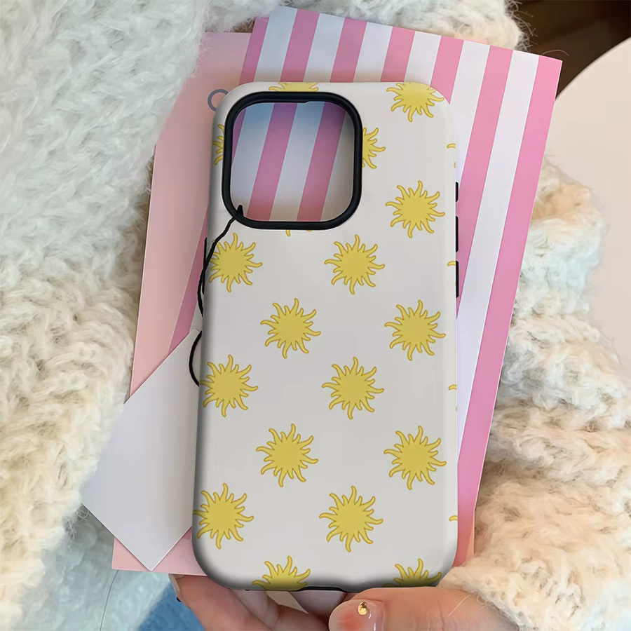 Handyhülle mit Sonnenmotiv-Muster für Apple iPhone 11 bis iPhone 17 Pro Max Plus, doppelschichtige Rückseite, multicolor - Bild 3