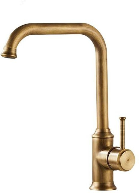 Tuqiu Küchenarmatur aus Messing in Gold und Beige mit 360 Grad Drehung und ausziehbarem Spout - Bild 1