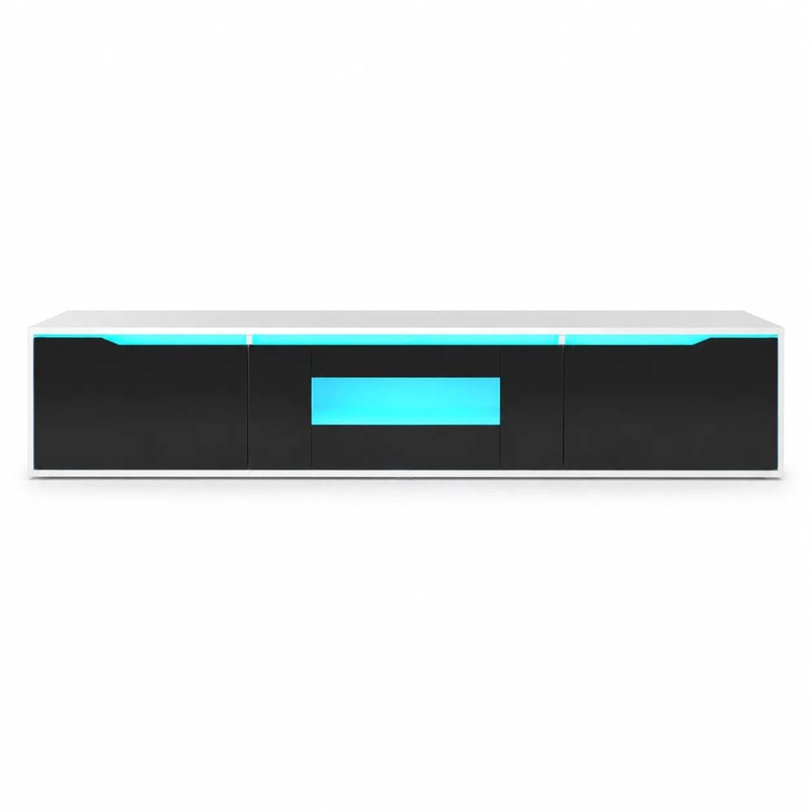 PXloue TV Lowboard Wandmontage mit LED in Hochglanz Modern, geriffelt, B/T/H: 180 x 35 x 30 cm - Bild 2