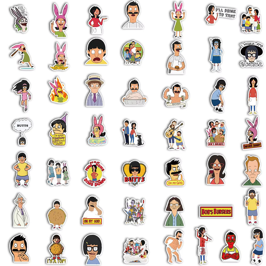 100 Stück Bobs Burgers Aufkleber, bunte Cartoon Animation Sticker für Laptop, Kühlschrank und Gepäck - Bild 3