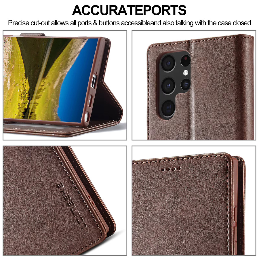 Leder-Wallet-Schutzhülle für Samsung Galaxy S25 S24 S23 S22 Ultra S21 S20 FE S10 S9 Plus Note20 10 Plus Business Flip Card Cover in Schwarz oder Braun - Bild 5