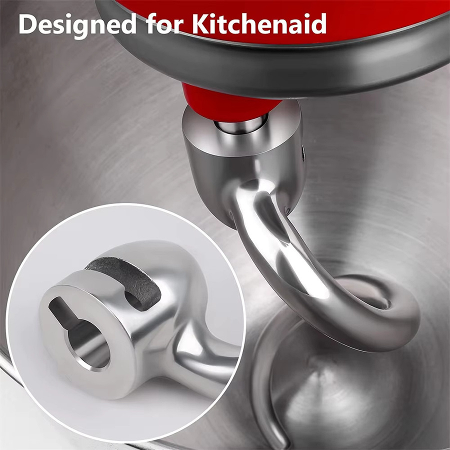 Edelstahl-Knethaken für KitchenAid Standmixer in Silber, passend für 5 Quart und 6 Quart Modelle - Bild 3