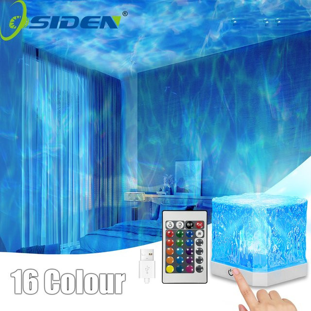 OSIDEN Wasserwellen-Sternenhimmel-Projektor mit 16 Farben und Fernbedienung, LED-Nachttischlampe in Multicolour - Bild 1