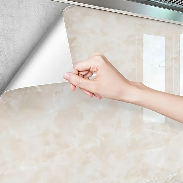Selbstklebende Tapete SZ-Damai Topas-Marmor Design in Weiß, verdicktes Kontaktpapier aus Vinyl mit Steinoptik, 5 m - Bild 1