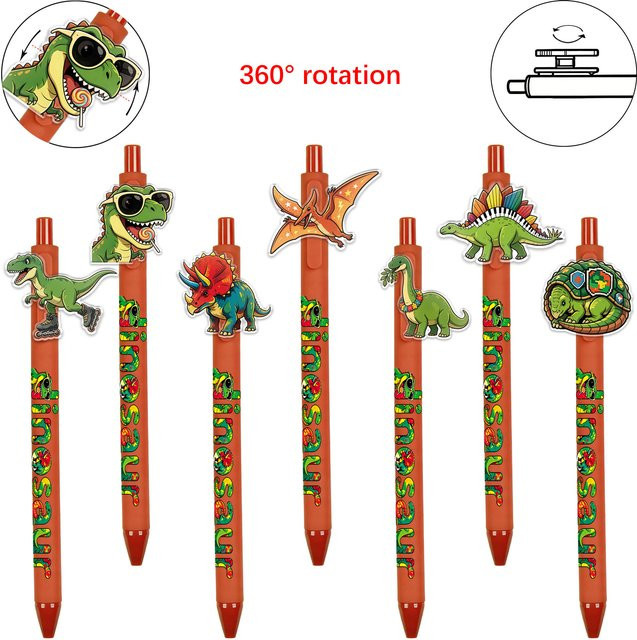 6er Set kreative Kugelschreiber mit rotierendem Dinosaurier-Design in Multicolour - Bild 1