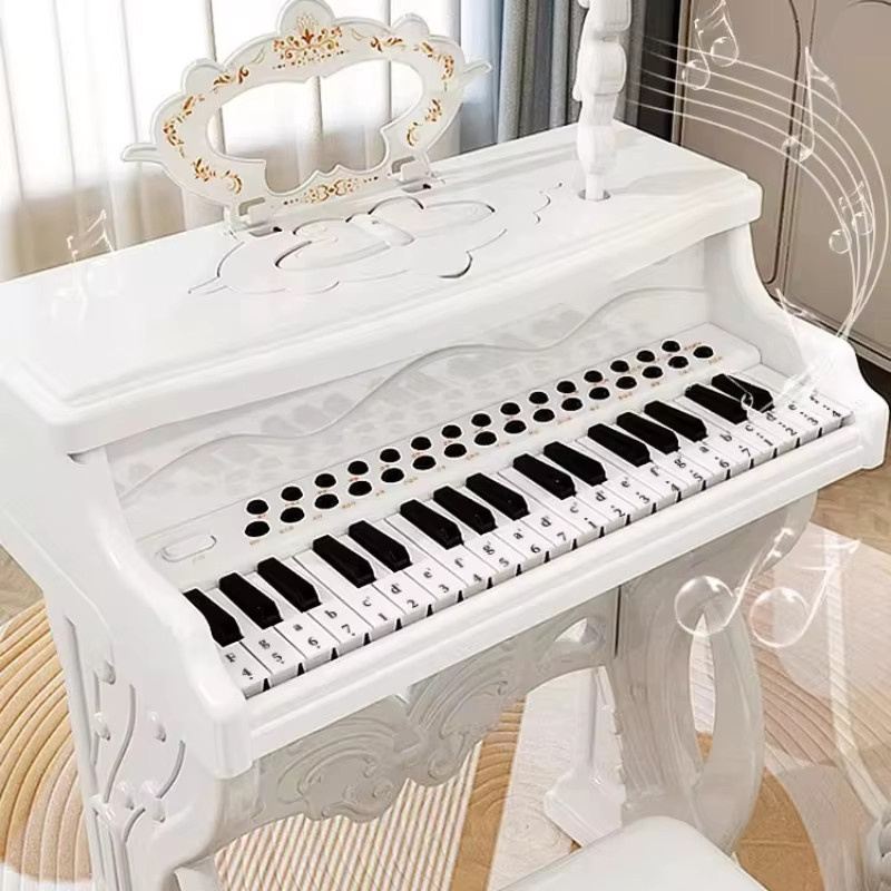 Kmoist Elektronische Klaviertastaturen mit Mikrofon, Lernspielzeug, Rosa / Pink, Weiß - Bild 1