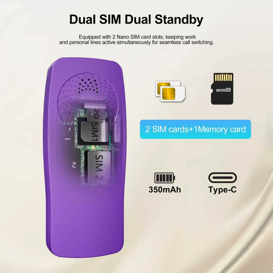 SERVO BM80 Mini-Mobiltelefon 2G GSM in Schwarz mit 2 SIM-Kartenslots und automatischer Anrufaufzeichnung - Bild 2