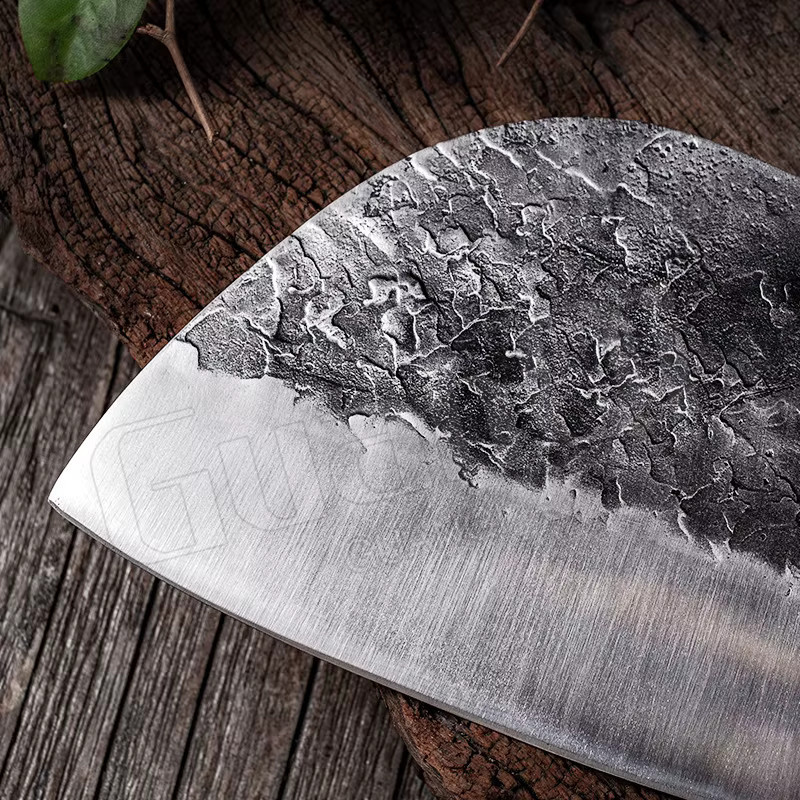 InLeung Handgefertigtes geschmiedetes Küchenmesser aus Carbonstahl mit Holzgriff in Silber - Bild 2
