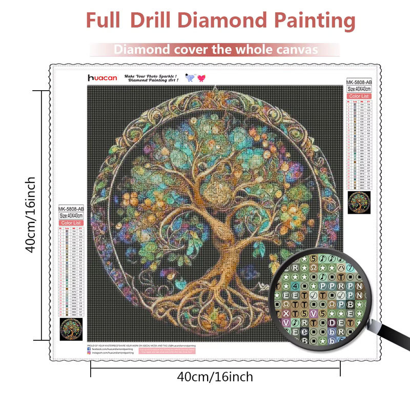 HUACAN Diamant-Gemälde Fantasy-Landschaft mit Mosaik-Baum, 5D-Malset für Erwachsene, Mehrfarbig, B/H: 25 x 25 cm - Bild 2
