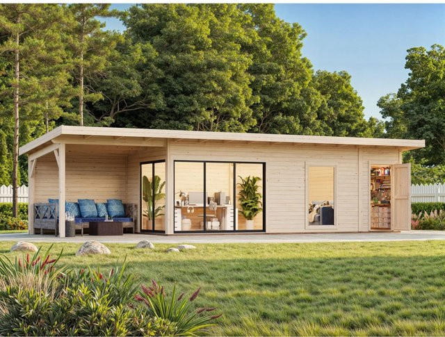 Palmako Gartenhaus Andrea Slide mit Pultdach aus Fichtenholz in Natur - Bild 1