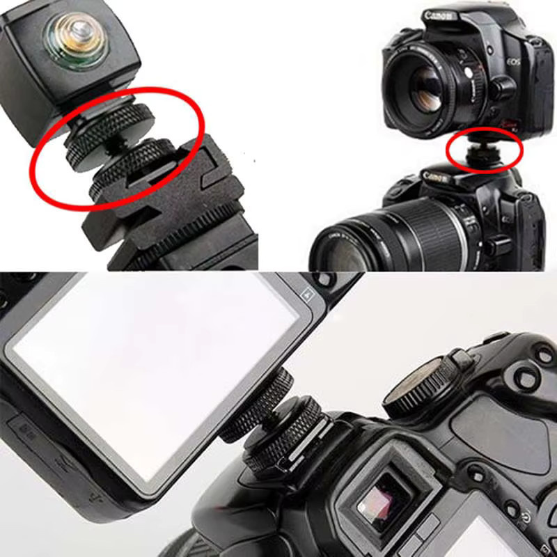 SD&HI Doppelmuttern-Stativbefestigungsschraube für Blitzkamera-Blitzschuhadapter, Schwarz, 1/4 Zoll - Bild 2