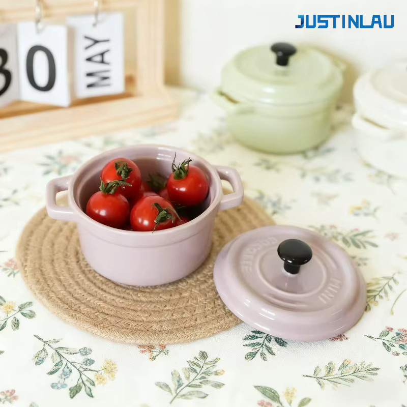 JUSTINLAU Keramikschüssel mit Deckel und Doppelohr in Gelb, 200 ml - Bild 1