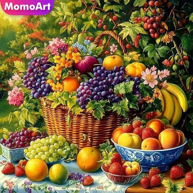 Momoart DIY Diamant-Stickerei Trauben-Frucht-Gemälde als Mosaik-Wandkunst in Mehrfarbig, B/H: 20 x 20 cm - Bild 1