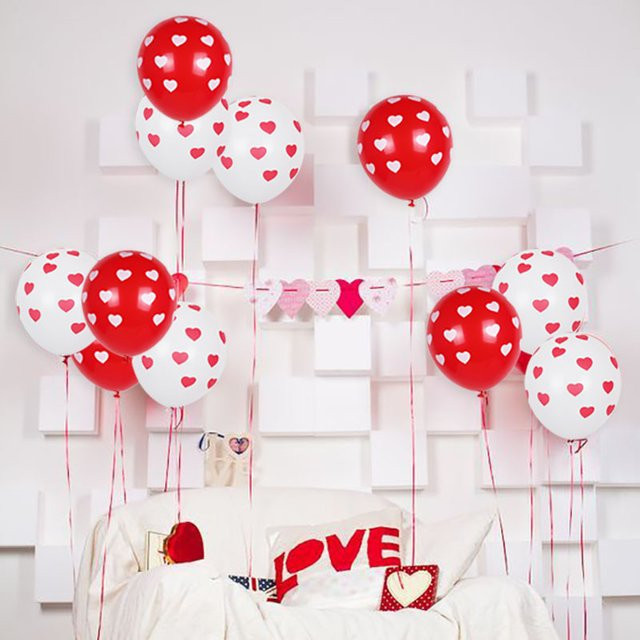 10 Stück Herzform Latex Ballons in Weiß und Rot, 12 Zoll, ideal für Hochzeit, Geburtstag, Jahrestag und Valentinstag - Bild 1