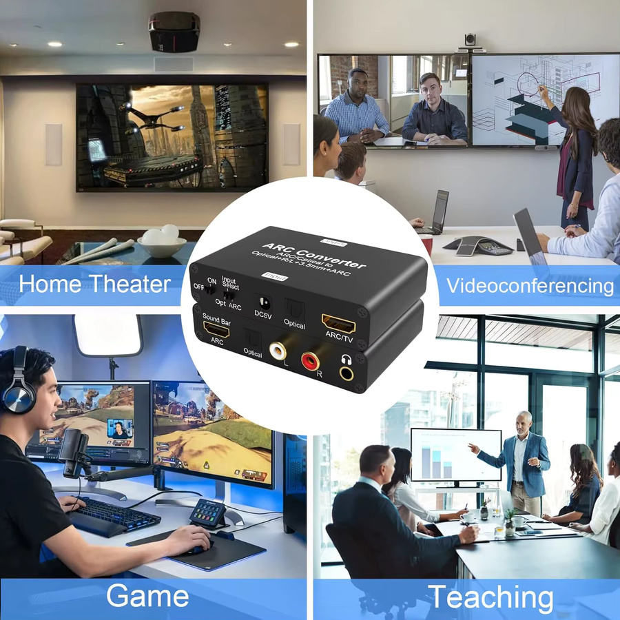 Konsenda HDMI ARC Audio Extractor DAC Konverter mit 192 kHz, Optisch und 3,5 mm Klinke, Schwarz - Bild 6