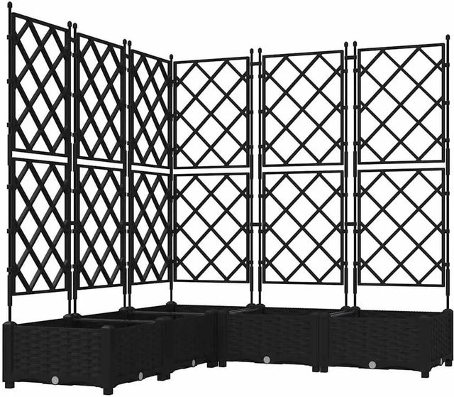 vidaXL Garten-Pflanzgefäß Set aus Stahl, 5 Stück, Schwarz, B/T/H: 120 x 120 x 125,5 cm - Bild 1
