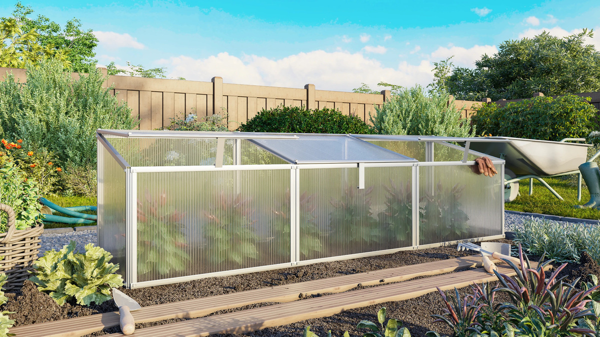 Vitavia Frühbeet Gaia 3X in Silber aus Aluminium mit Polycarbonat-Fenstern und 0,9 m² Anbaufläche - Bild 1