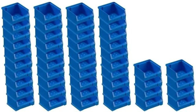 PROREGAL SuperSparSet 48 Stück Sichtlagerboxen Blau, H x B x T: 10 x 6 x 10 cm, 0,4 Liter Sichtlagerbehälter - Bild 1