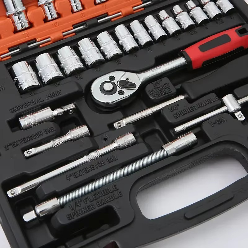 Amagi 46-teiliges Steckschlüssel-Set mit Ratschenschlüssel, Bits und Verlängerungsstange, 1/4 Zoll, metrisch, schwarz - Bild 3