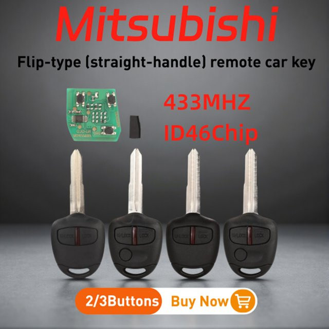 Jingyuqin Fernbedienungsschlüssel 433 MHz mit ID46-Chip für Mitsubishi Lancer 2008–2013 und Outlander 2008–2012, 2/3-Tasten, Schwarz, MIT8 MIT11 Blade - Bild 1