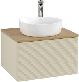 V&B Waschtischunterschrank Antao mit Frontstruktur in Grau und Eiche, B/T/H: 60 x 36 x 50 cm - Bild 1