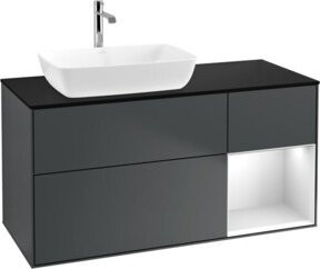 V&B Finion Waschtischunterschrank mit Wandbeleuchtung, Breite: 120 cm, Tiefe: 50,1 cm, Höhe: 50,1 cm, lackiert in matt dunkelblau - Bild 1
