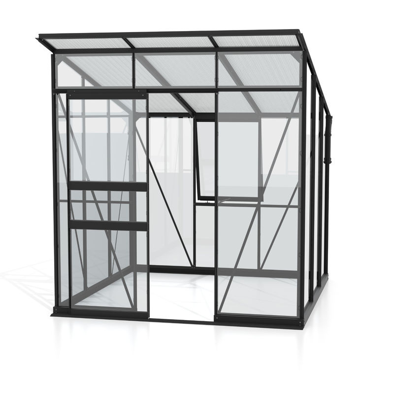 Vitavia Gewächshaus Fokus 4450 mit Stahlfundamentrahmen in Schwarz, Pultdach mit Polycarbonat und Sicherheitsglas, 3,7 m² - Bild 4