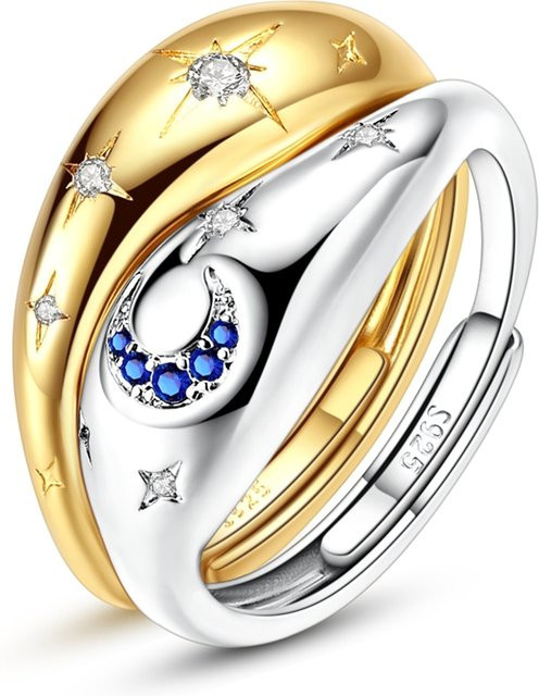 Parmuz Ring 925 Silber, Stern und Mond, Damen - Bild 1