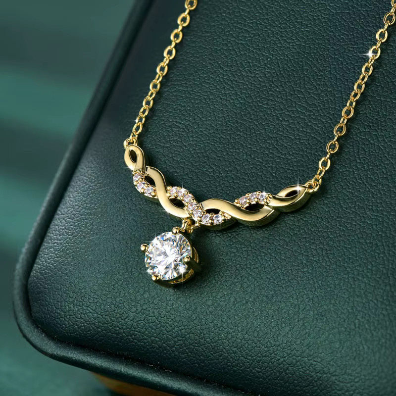 Lnngy Halskette, Moissanit, 14 Karat Gold gefüllt, Damen - Bild 3