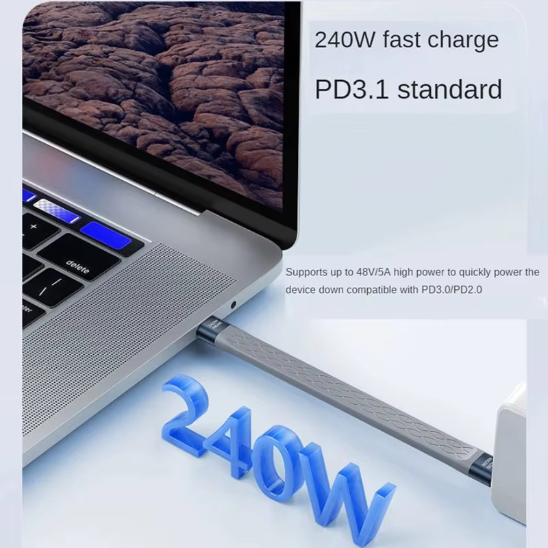 Nnbili USB-C zu USB-C Kabel mit 240W Schnellladefunktion, Thunderbolt 3 kompatibel, 40Gbps Datentransfer und 8K @ 60Hz Unterstützung - Bild 3