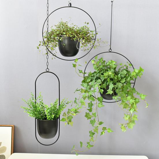 Amusedly Hängepflanzer aus Eisen mit abnehmbarer Kette für Garten, Balkon und Zimmer - Bild 1