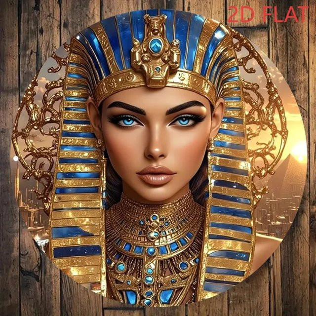 RoyalQueen Ägyptischer Pharao Wandkunst aus Metall in Gold und Jade, Runde 2D Hängedekoration im Retro-Stil, Durchmesser: 20,32 cm - Bild 1