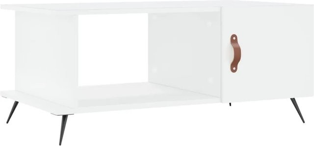 vidaXL Couchtisch Weiß in Eiche-Optik aus Holzwerkstoff und Eisen, B/T/H: 90 x 50 x 40 cm - Bild 1